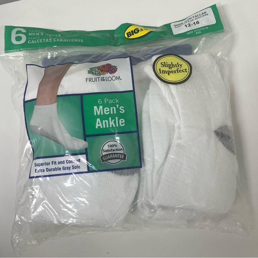 Fruit of the Loom Men's Ankle Socks - White and Gray